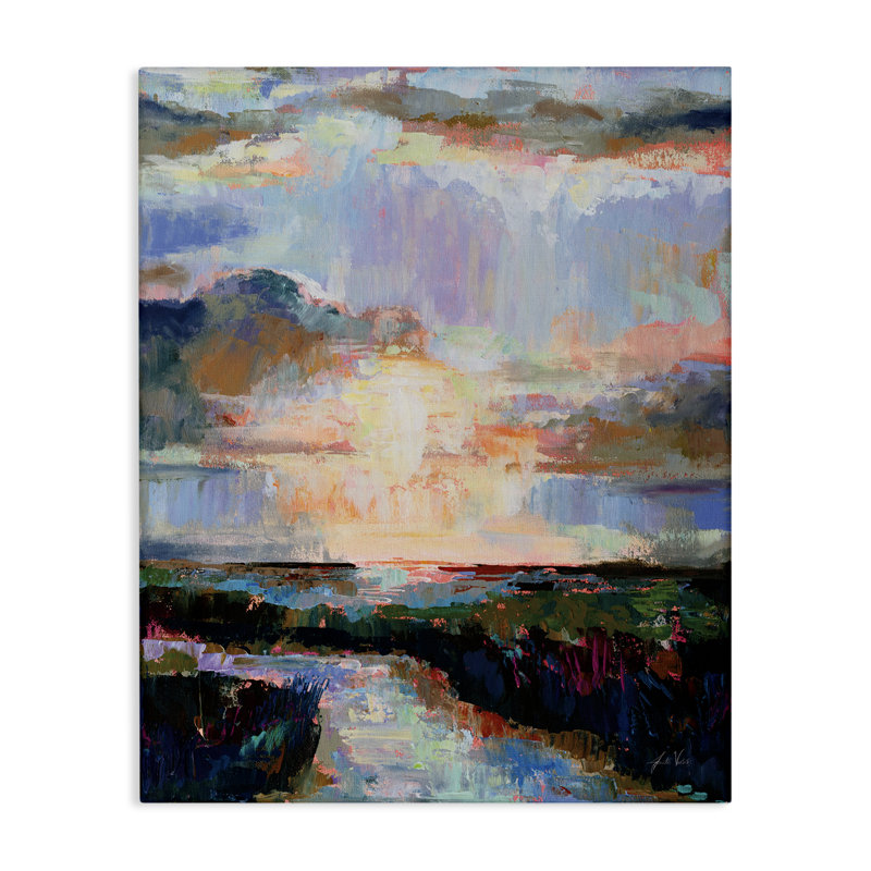 Art mural abstrait en toile Sunlit Tide par Jeanette Vertentes, H 20 po x l 16 po