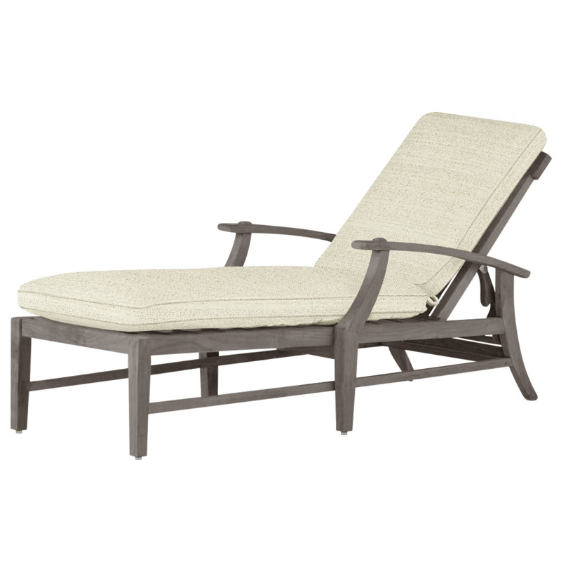 Croquet 66.5" Long Reclining Single Chaise with Cushions, Dove Sunbrella® Linen, Welt, Oyster Teak