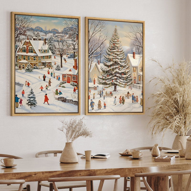 Célébration de Noël de Noël, paysage de neige en hiver, paysage de vacances colorées, impression numérique sur toile, impression numérique sur toile encadrée