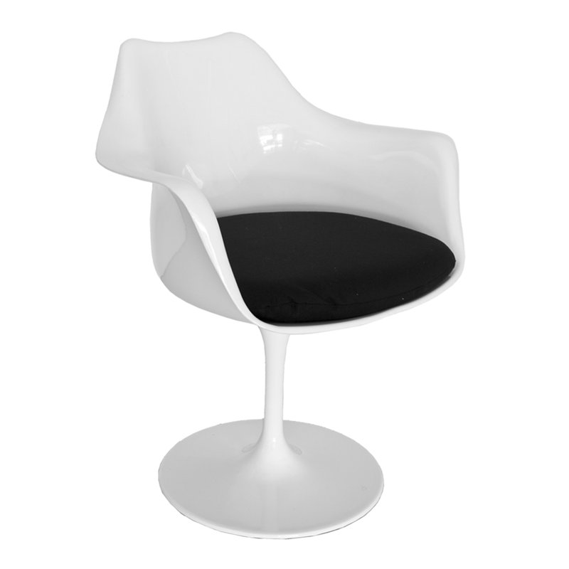 Armchair, White Frame / Black Cushion