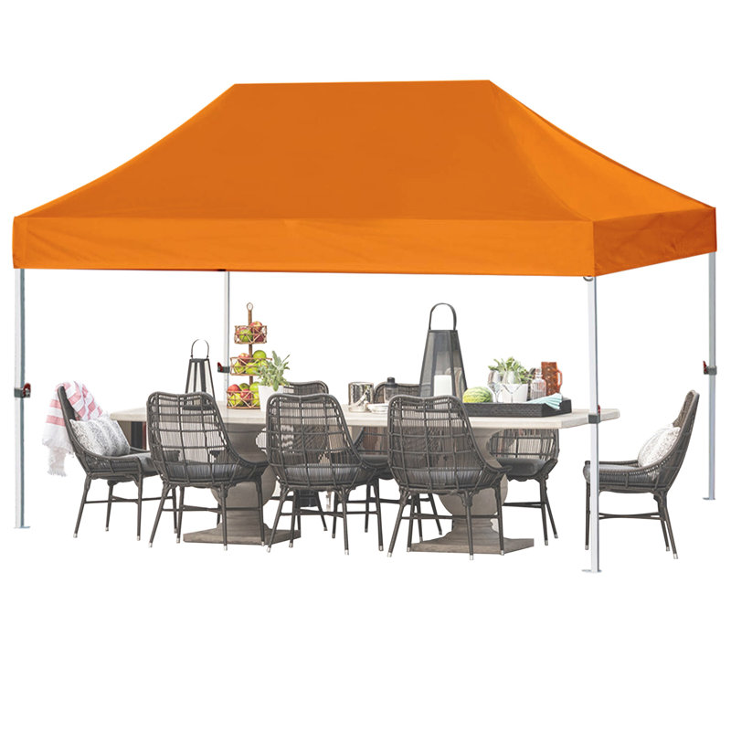 Amaziyah 96'' W x 96'' D Steel Pop-Up Canopy, Orange, 10ft x 15ft