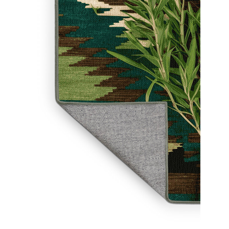 Washable Mormon Tea Plant Southwestern Area Rug, Runner 2' x 5'