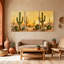 Cactus, paysage désertique avec cactus et plantes grasses, ensemble de 3 impressions sur toile-668378314