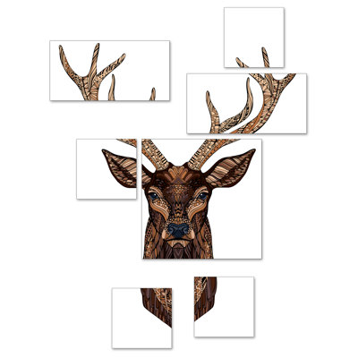 Deer - 7 Piece Single Picture Frame Print on Canvas