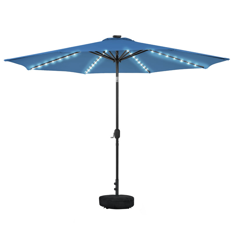 Parasol de patio avec base, Marine, H 98 po x l 120 po x P 120 po