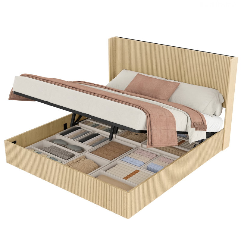 Cadre de lit contemporain pour la maison, cadre de lit avec conception à levage hydraulique