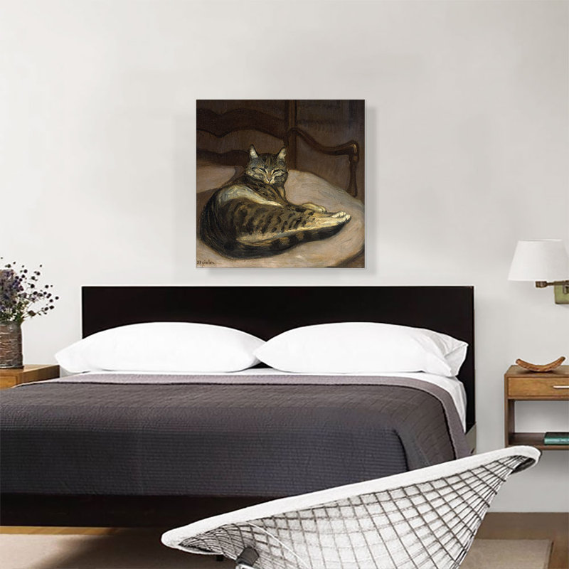 «Chat sur une chaise 1900» par Theophile Steinlen, reproduction d'art sur toile tendue, H 26 po x l 26 po x P 0,75 po