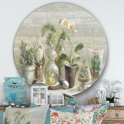 « composition de orchidées », reproduction d’art sur cercle métallique