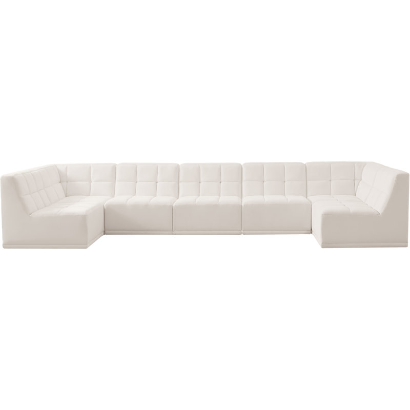 Canapé modulaire en velours Harish, Velours crème
