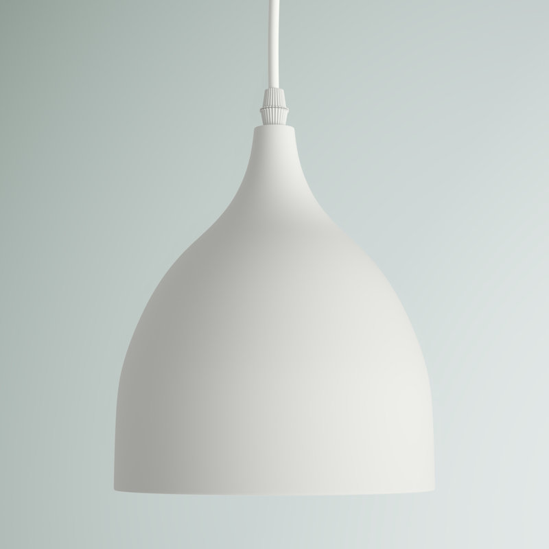 Luminaire suspendu en forme de dôme à 1 lumière Ninnette, Blanc mat, H 7,5 po x l 6,75 po x P 6,75 po