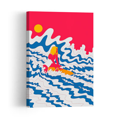 Groovy Surfer Waves Abstract Colorful Retro Beach Ocean Wall Art Print