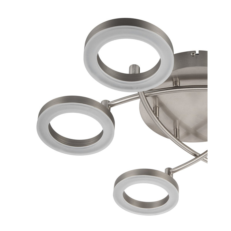 Juni Ring Built-in, Integrated LED Modern Ceiling Flush Light - Matt Nickel, 3,000K Neutral white, 11.5cm H x 50cm W x 50cm D