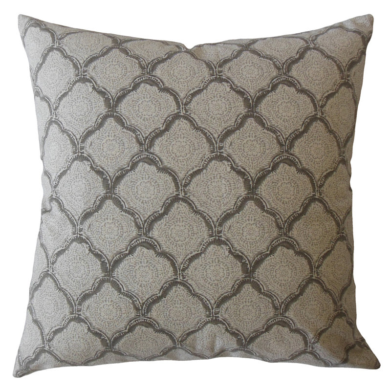 Coussin damassé en coton, 20 po x 20 po, Minéral