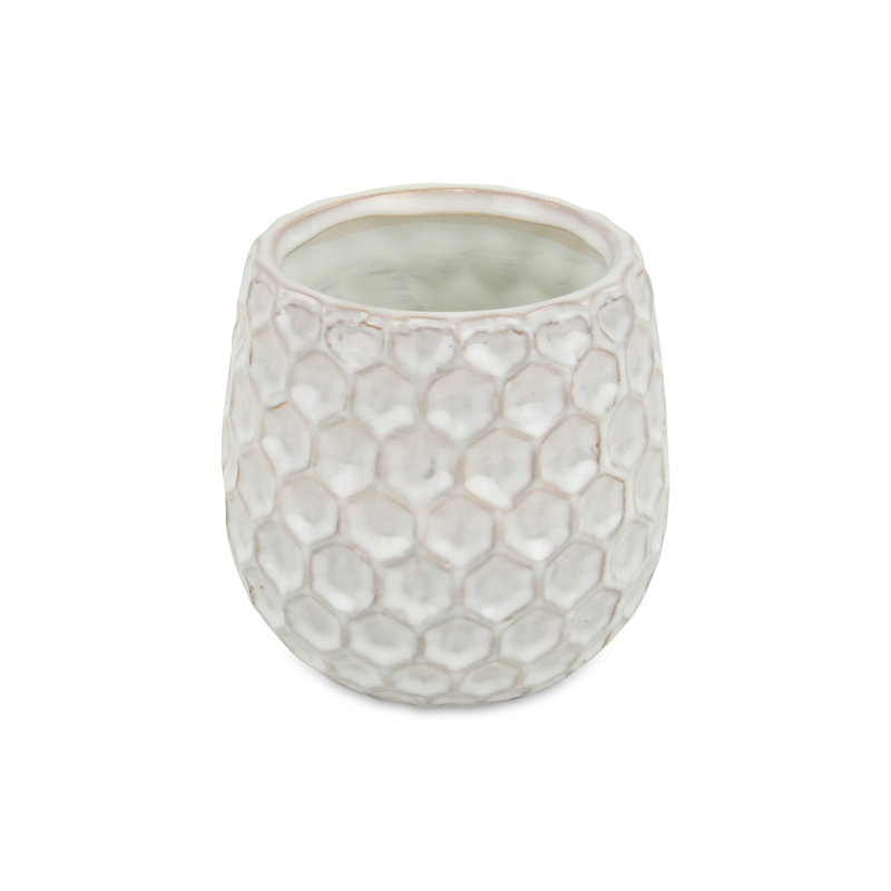 Pot à fleurs en céramique Eddins, Blanc, H 4 po x l 4,25 po x P 4,25 po