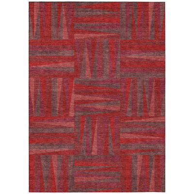 Azura Red Washable Indoor-Outdoor Rug - 