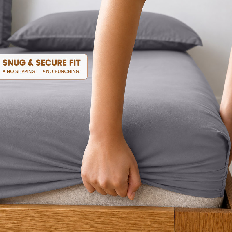 40cm Extra Deep Fitted Sheet - Luxury Microfiber Deep Pocket Bed Sheet Secure Fit, Kingsize (152x200cm), Grey