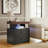 Farmhouse LED Nightstand Set Of 2, Bedroom Side Table With Charging Station, Rustic End Table With Drawers For Bedroom, Antique Black-1024025009-1034217619