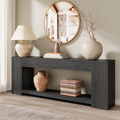 86-Inch Extra Long Sofa Console Table, 2-Tier Entryway Tables With Storage