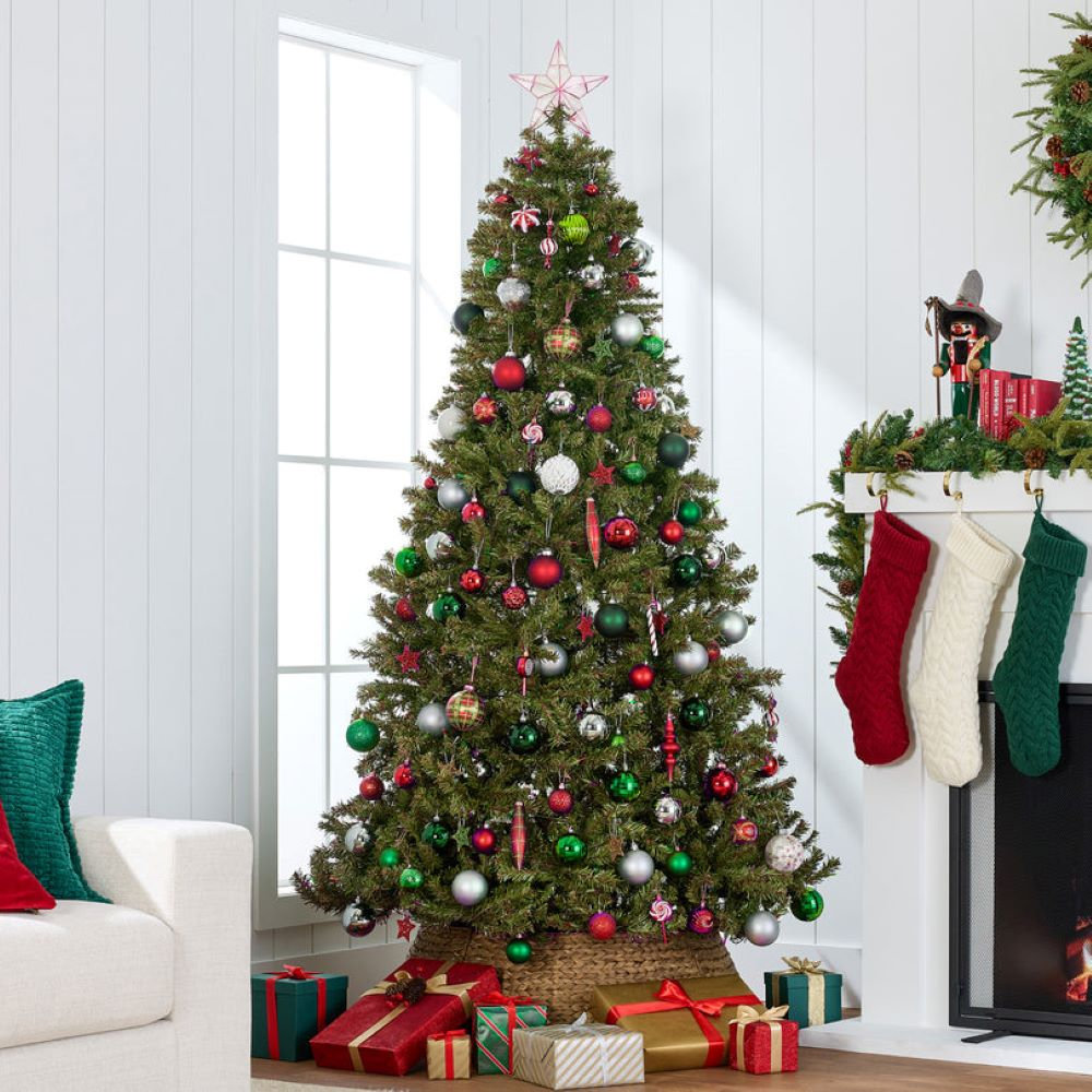 Cashmere Flocked Pre-Lit Spruce Christmas Tree, 7.5ft