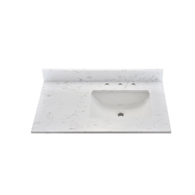 36" Single Bathroom Vanity Top in White with Sink