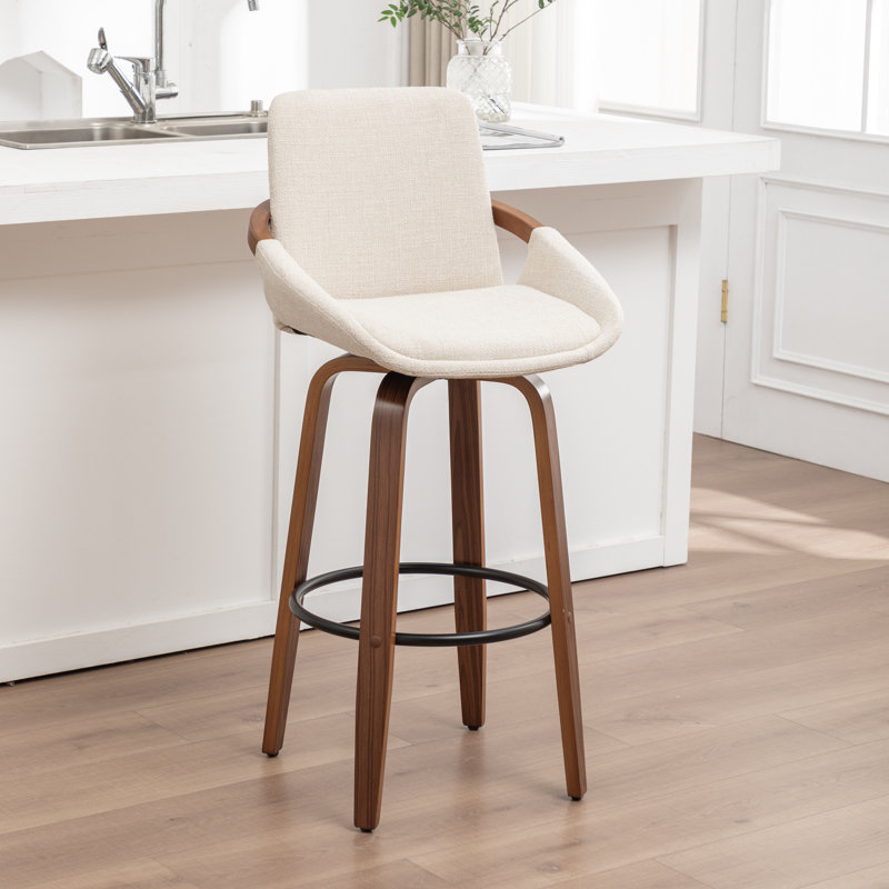 Tabouret de bar et de comptoir pivotant Carruth, Beige, Tabouret de comptoir (siège d'une hauteur de 25 p