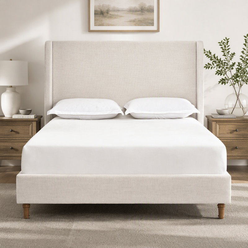 Grand lit tapissier Harper, Ivoire ivoire, Grand lit