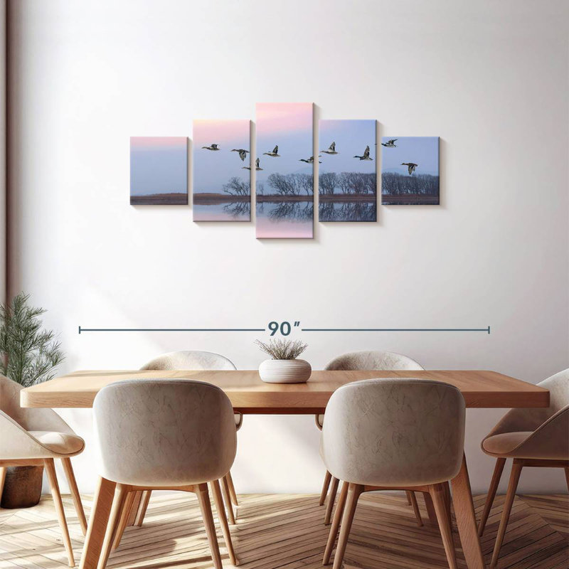 Pink Sky Over Ducks, 30" H x 68" W