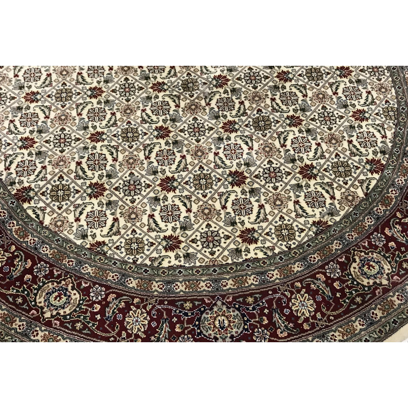 Tapis ivoire et rouge noué à la main de haute qualité