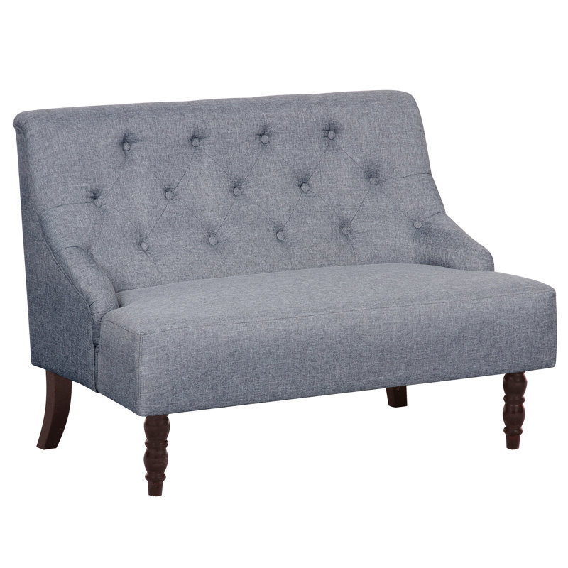 Nixa 43.7" Linen Recessed Arm Loveseat, Light Gray Linen