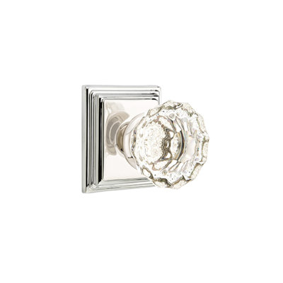 Ensemble de faux boutons Emtek avec rosette Wilshire et poignée en verre Astoria