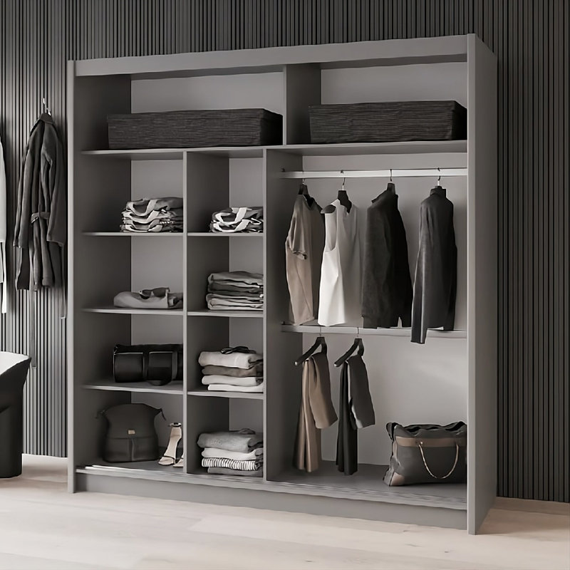 Manufactured Wood Wardrobe, Grey