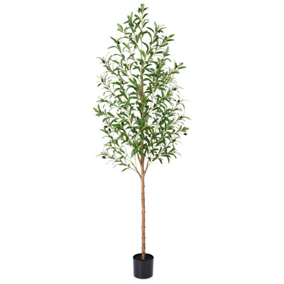 Artificial Olive Tree 6FT Tall Faux Olive Tree In Black Pot, Fake Olive Plant Indoor, Potted Artificial Tree For Living Room Home Office Corner Decor
