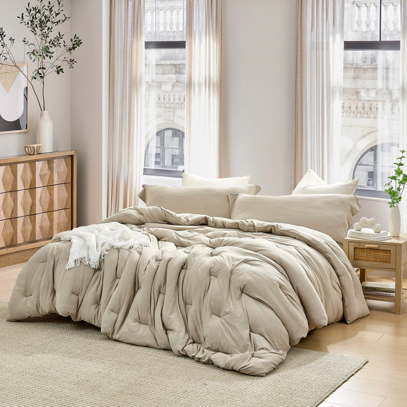 Summertime Thick - Coma Inducer Oversized Comforter Set, Queen Comforter + 2 Standard Shams, Taupe