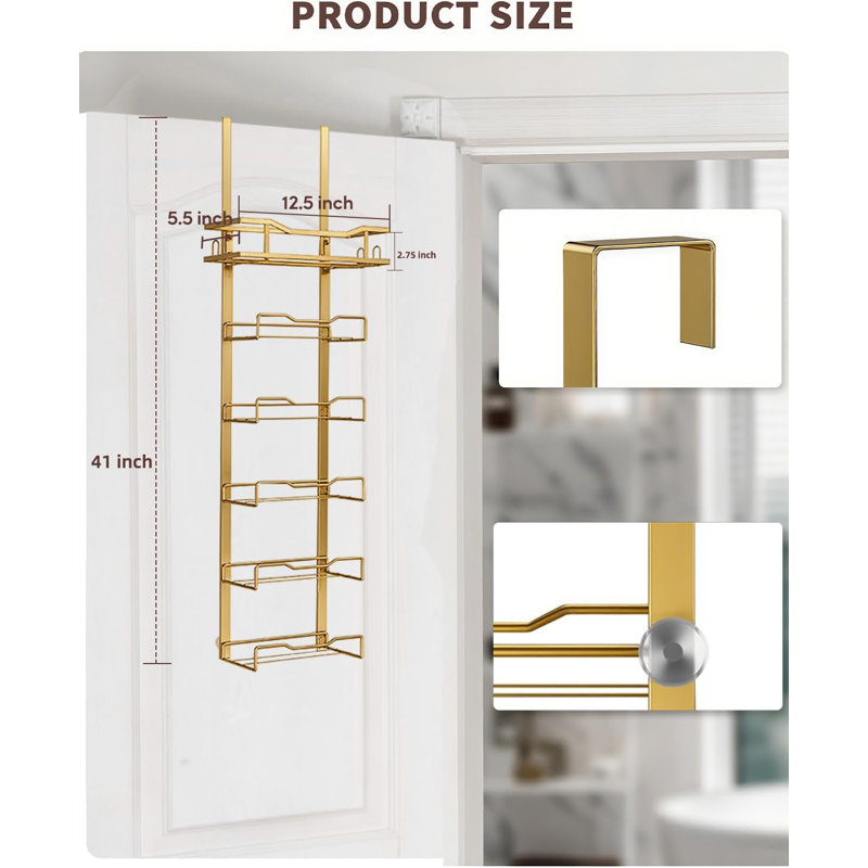 Porte-serviettes No Drill - Porte-serviettes pour salle de bain à 6 niveaux pour serviettes roulées, Doré