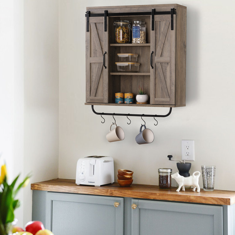 Latanisha 30.7"W Wall Cabinet Suitable, Washed Oak