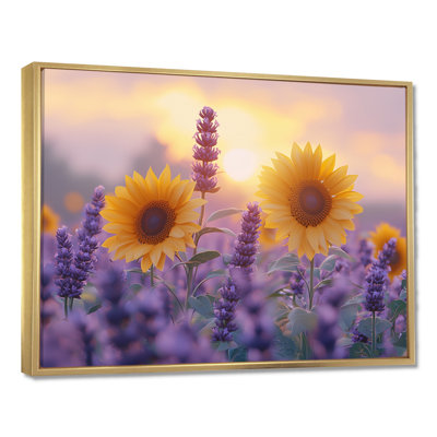 Creager Sunflowers In A Lavender Field - Sunflowers Large, art mural