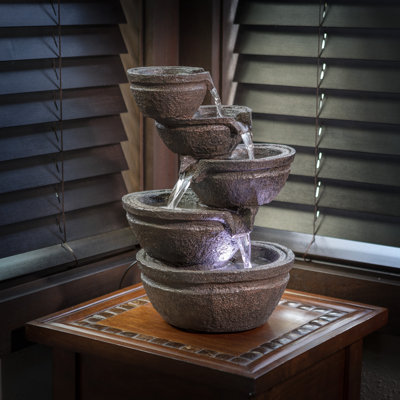 Weather Resistant Cascade Fountain with Lights