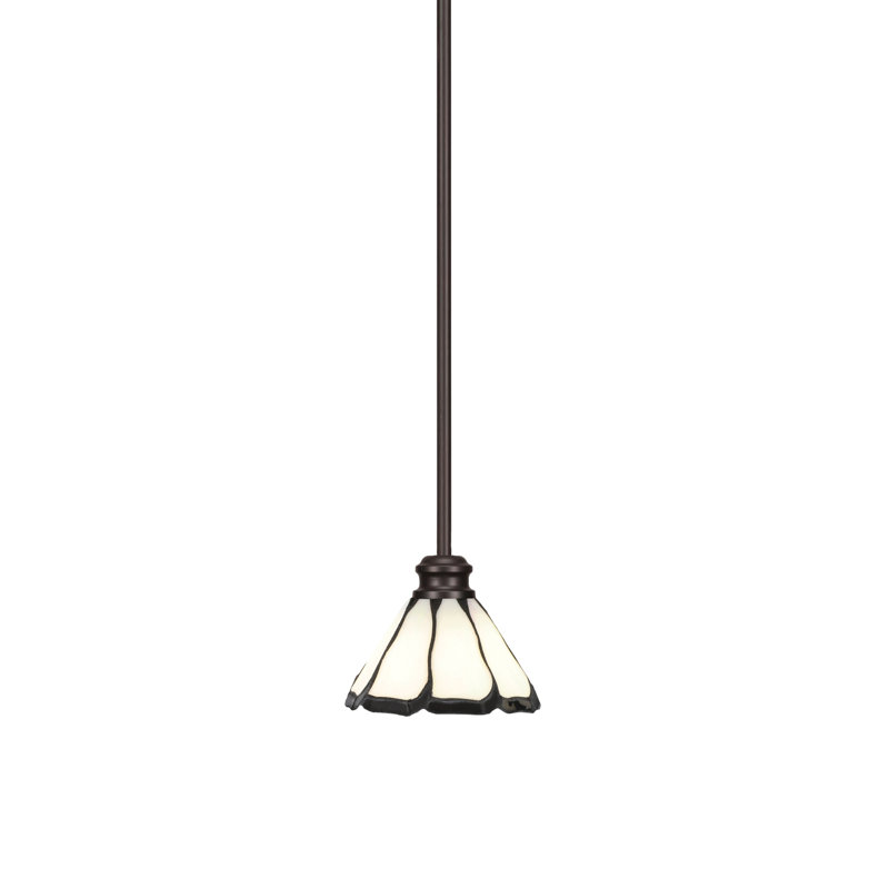 Mini-luminaire suspendu sur pied Edge avec perle de 7 po et verre d'art Black Flair, Espresso
