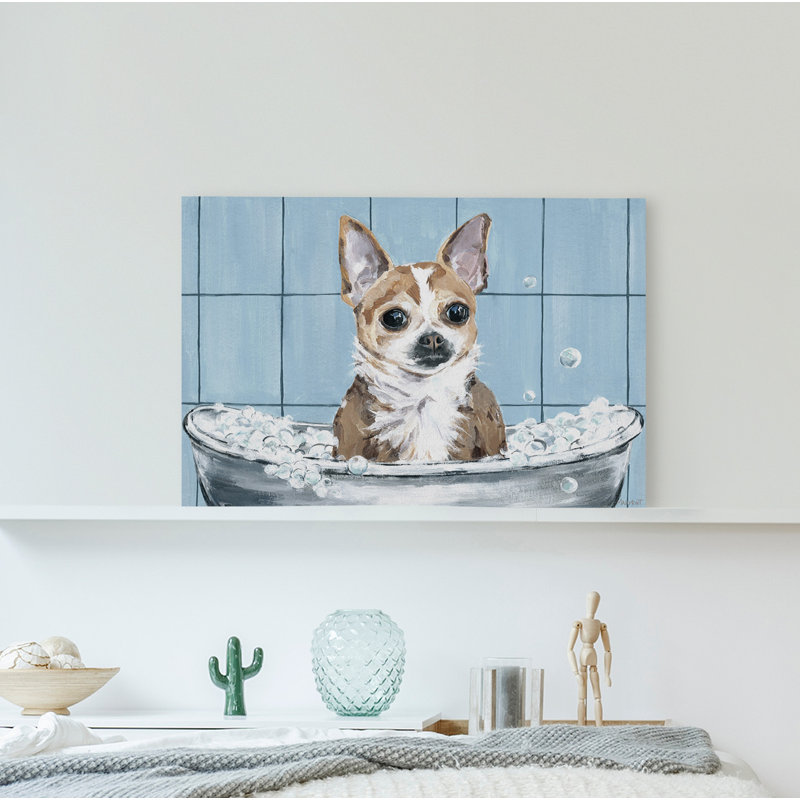 Bath Time Pawesome - Wrapped Canvas Painting, 66cm H x 101cm W x 3.81cm D
