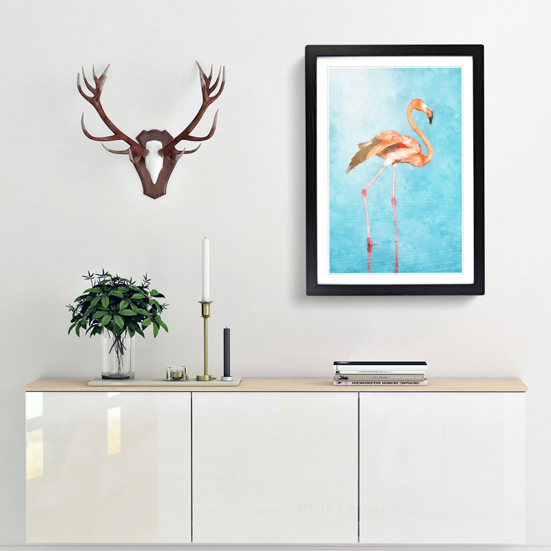 Flamingo Bird - Picture Frame Painting Print, 87cm H x 62cm W x 2cm D, Black Framed