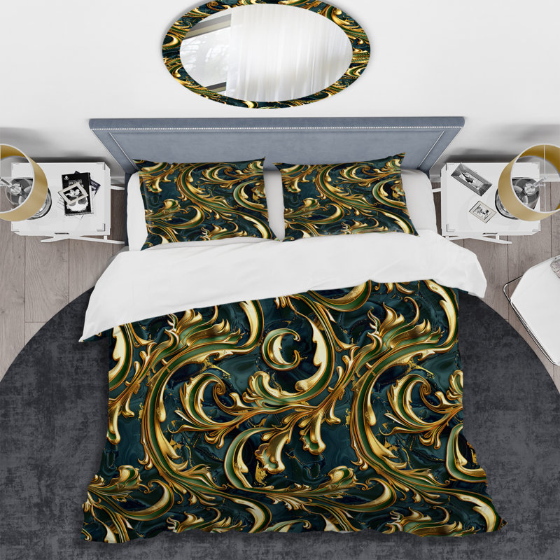Ensemble de housse de couette doré délicat Glam Waves I - Glam, Housse de couette très grand + 2 très grandes ta