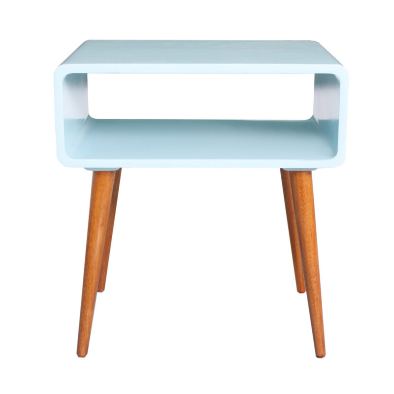Solid Wood End Table, Aqua