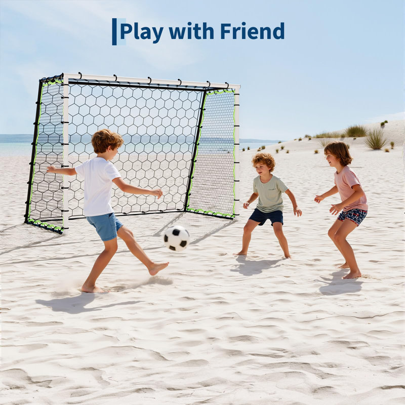 Filet portatif de soccer portatif - rebondisseur de soccer pour la cour et l'entraînement, but 3-en-1, filet à rebond élevé et entraîneur de passage