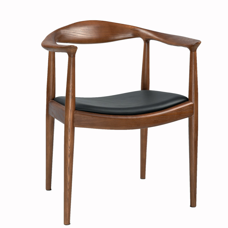 Lailyn Upholstered Dining Chair, Kennedy Armchair, Dark Brown Wood