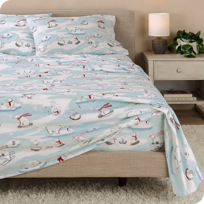 Ensemble de draps en flanelle de coton, Ensemble de draps pour lit simple TG avec une taie