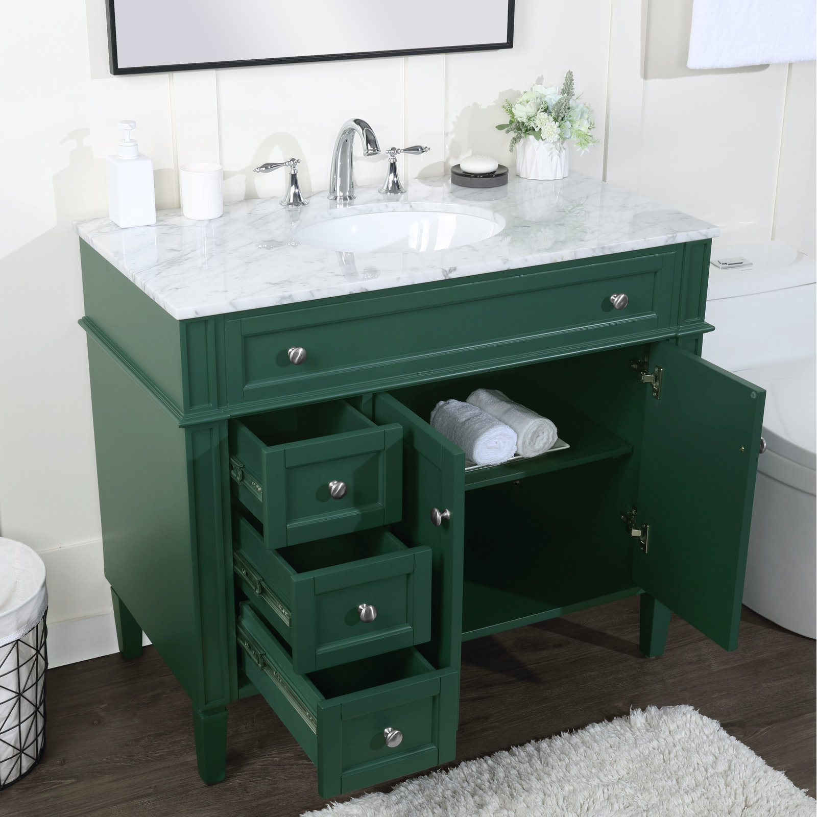 Rivers 40'' Single Bathroom Vanity, Green