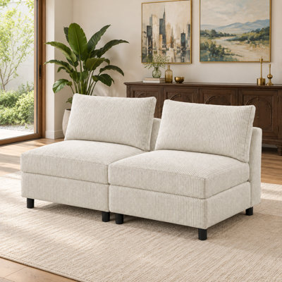 Canapé modulaire en velours côtelé de 48 po de largeur avec rangement caché, housses lavables et mousse moelleuse