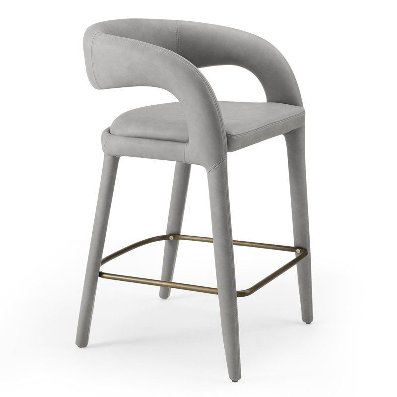 Tabouret de comptoir en cuir Freestyle, gris, 25.6''