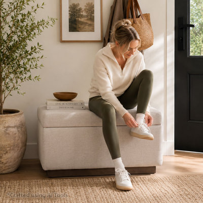 29.5" Upholstered Storage Ottoman Bench With Lift-Top Lid