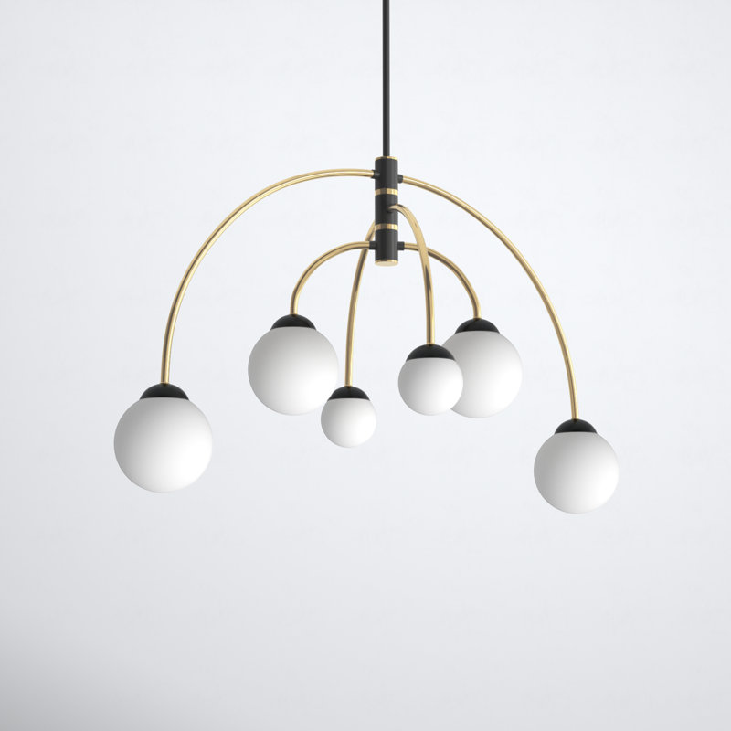Everard 6-Light Chandelier in Matte Black/Brass, Matte Black/Brass